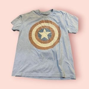 Boys Marvel Captain America Light Blue Tee Shirt Size Medium